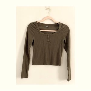 Wild Fable Ribbed Olive Cardigan Sweater